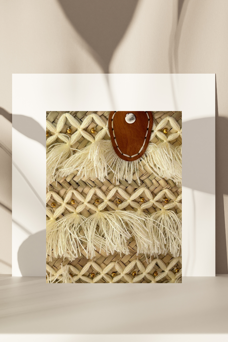 Capazos Grandes de Rafia con Mostacillas