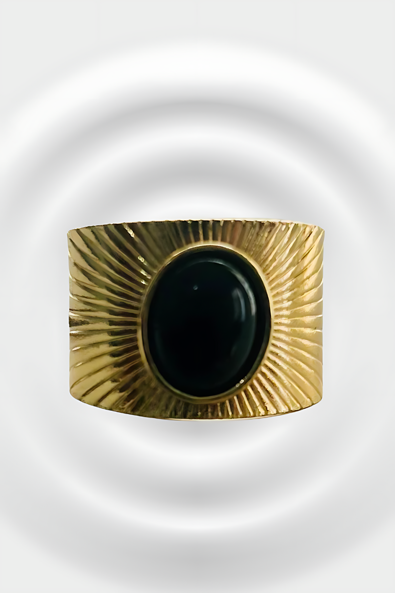 Anillo en Acero con Piedra de Turmalina