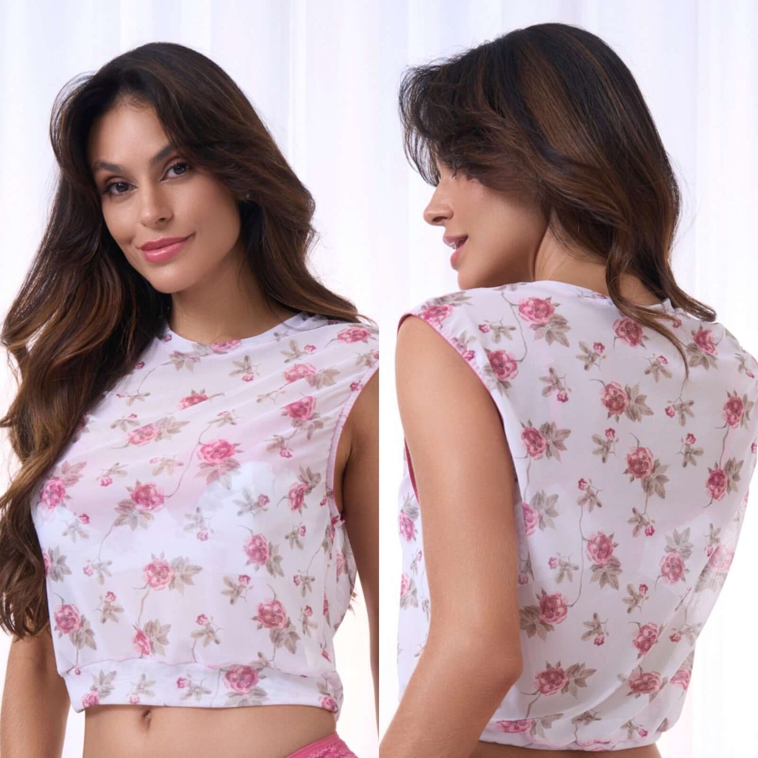 Blusa de Tul con Estampa Exclusiva Sandia